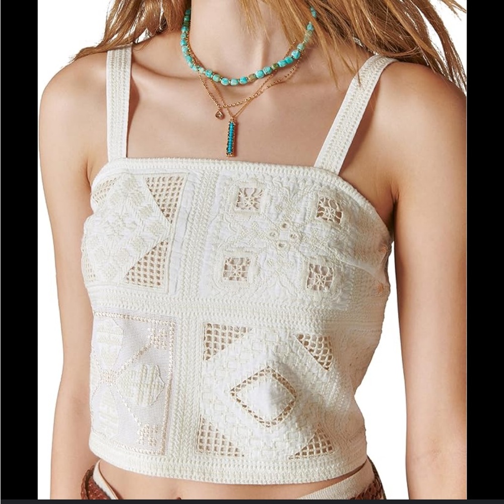Lucky Brand Embroidered Crop Top NWT